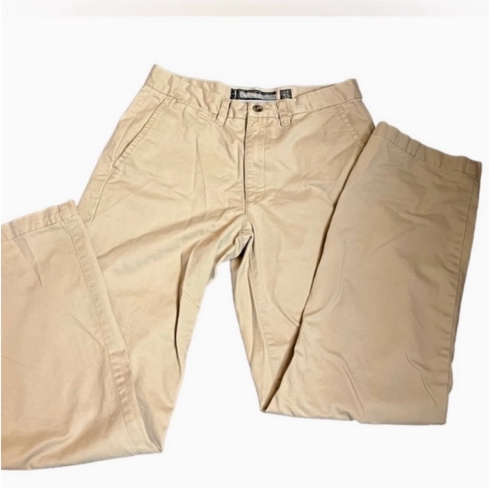 CHINO OLD NAVY Men's Flat Front Straight Khaki Slacks 31x32 Tan Cream Pants EUC